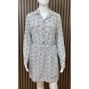 BCBGeneration Women's XS White Dress Polyester Shirt Mini Smocked Casual Outdoor